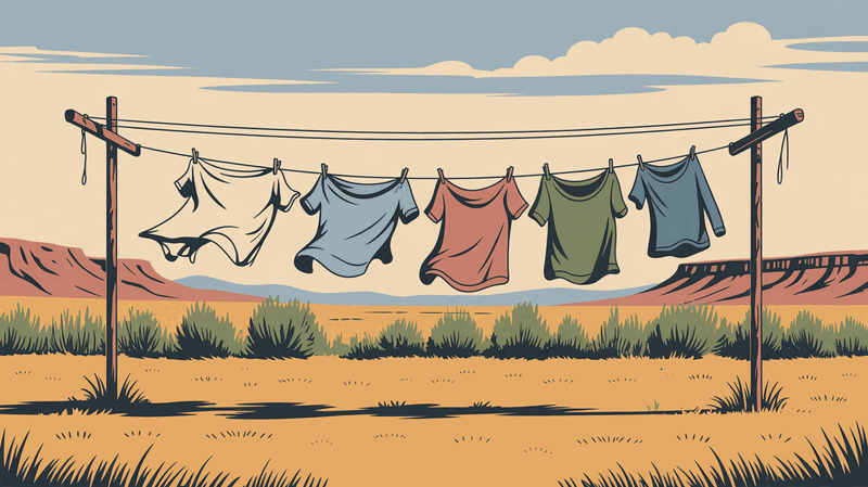 Illustration of a clothesline in the southern Idaho high desert